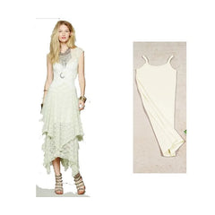 Asymmetric Hem Lace Dress